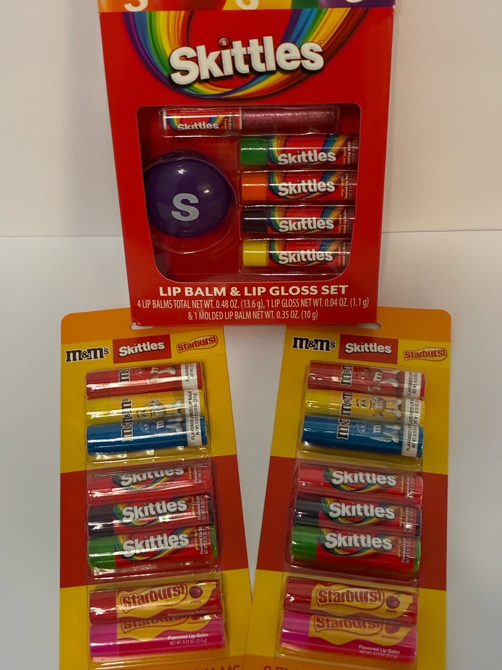 Skittles M&Ms Starburst lip balms & gloss bundle